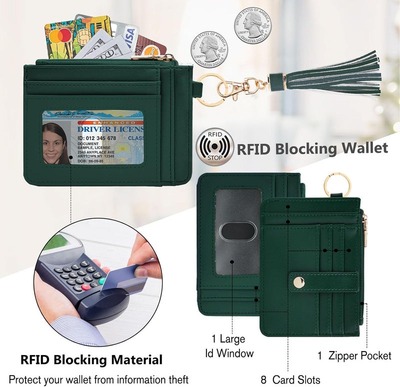 KNGITRYI حافظة مفاتيح مع سوار للنساء، حافظة بطاقات ائتمان رفيعة بتقنية RFID، حافظة نقود مع سلاسل مفاتيح، حلقة مفاتيح للرجال والنساء - Image 3